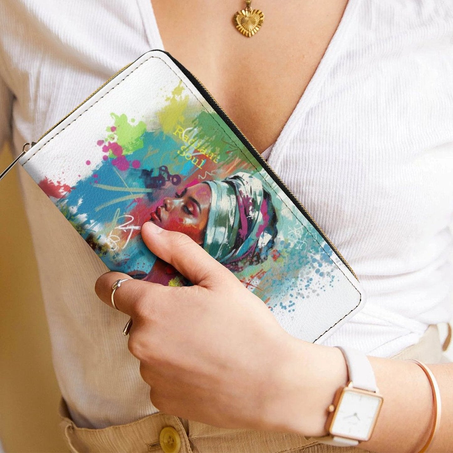 Artistic PU Leather Wallet - white / 19.7x10.5cm - Wallets