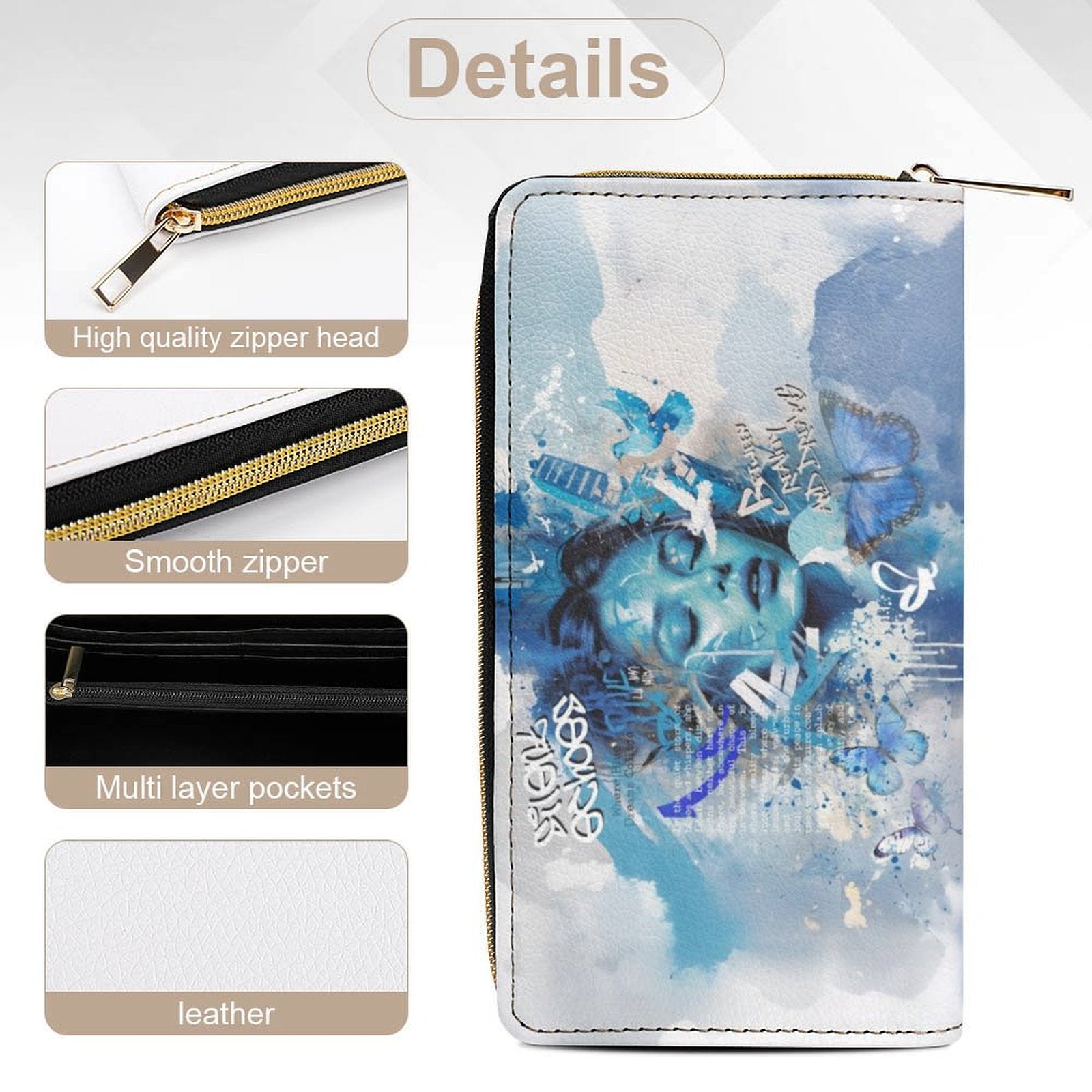 Artistic PU Leather Wallet with Art Print - white / 19.7x10.5cm - Wallets