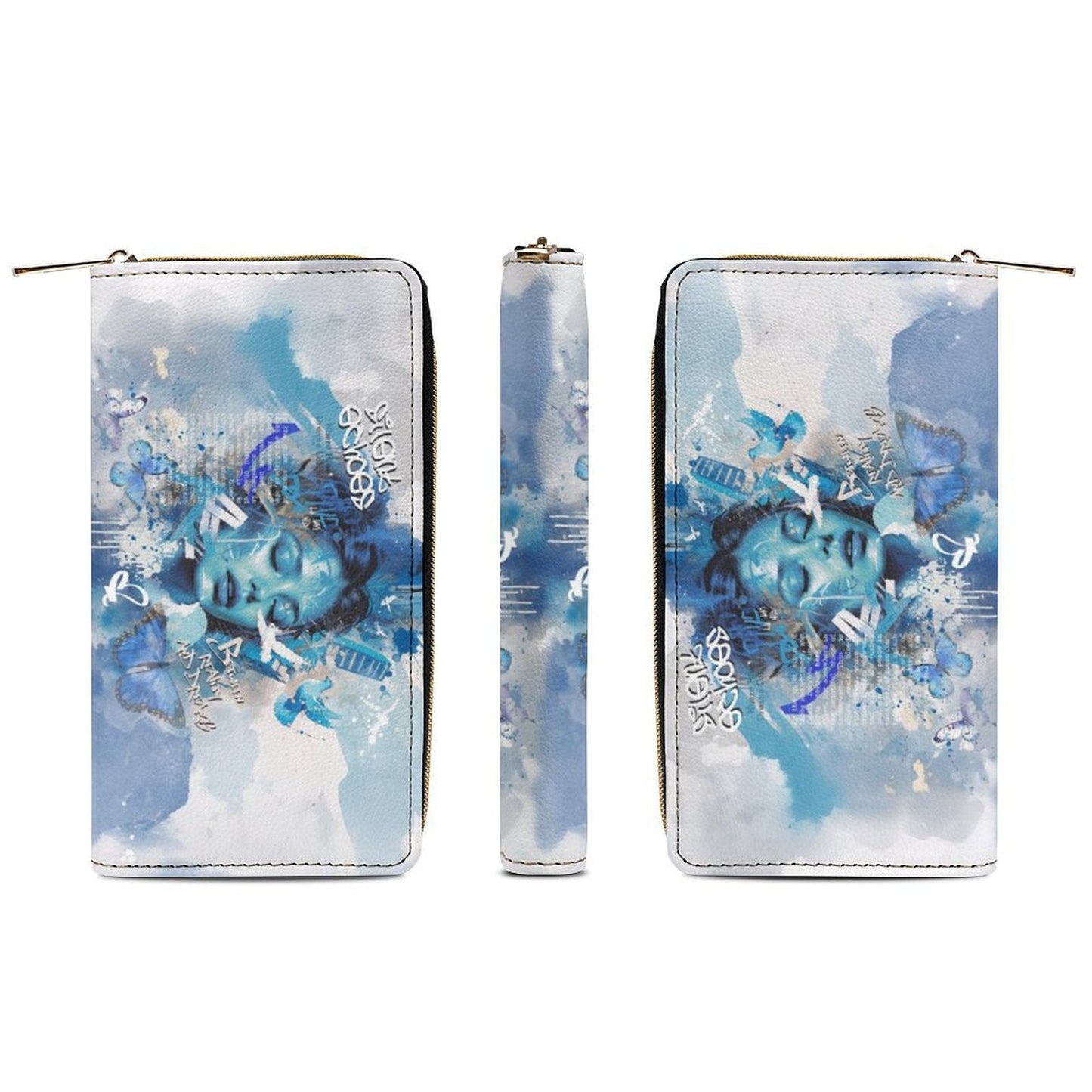 Artistic PU Leather Wallet with Art Print - white / 19.7x10.5cm - Wallets