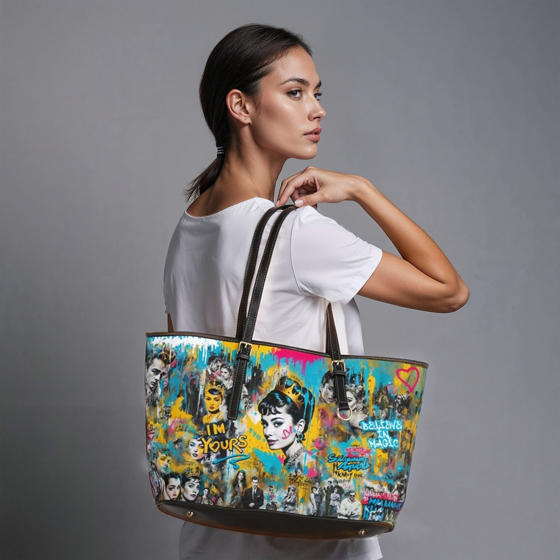 PU Leather Shoulder Bag - Audrey Hepburn - Bags