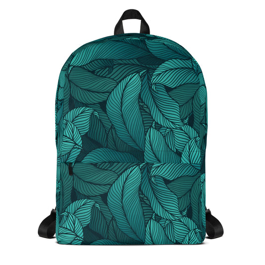 medium-sized backpack featuring a bold and vibrant leaf design!
