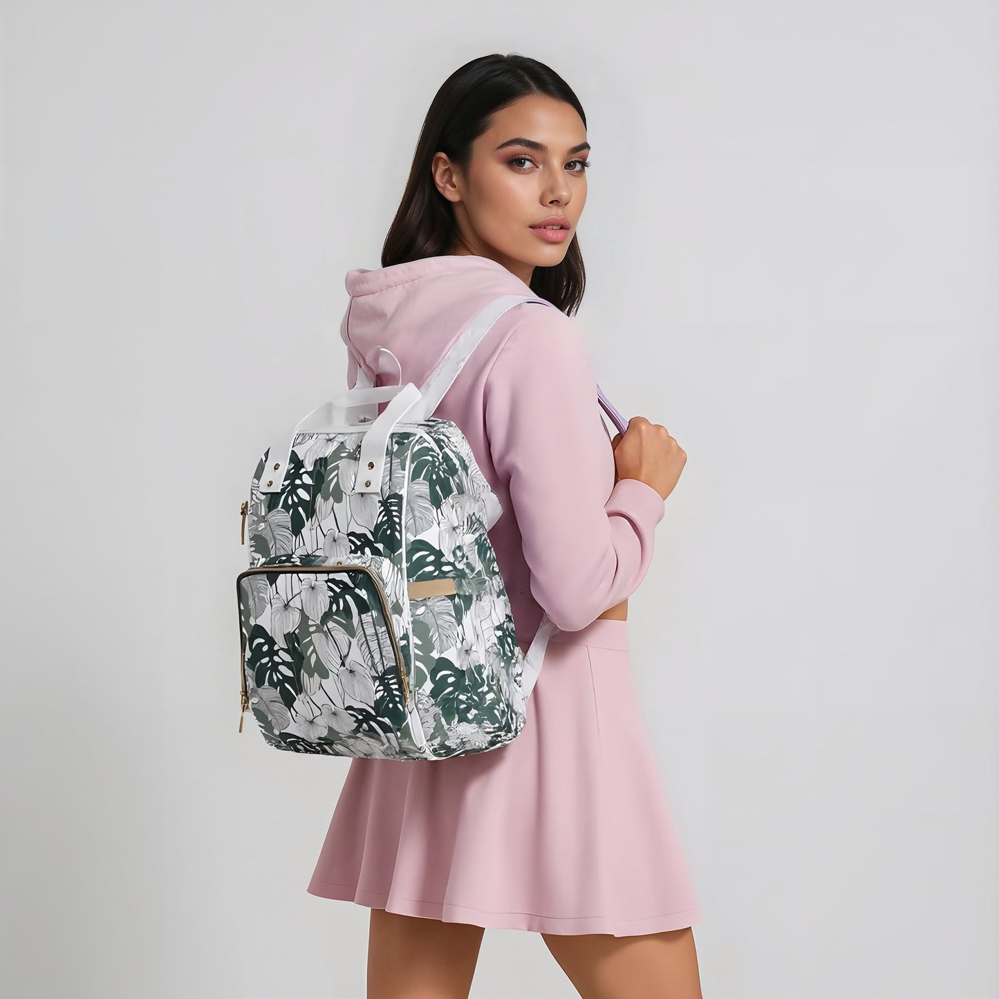 Multifunctional Backpack - Tropical Leaves pattern