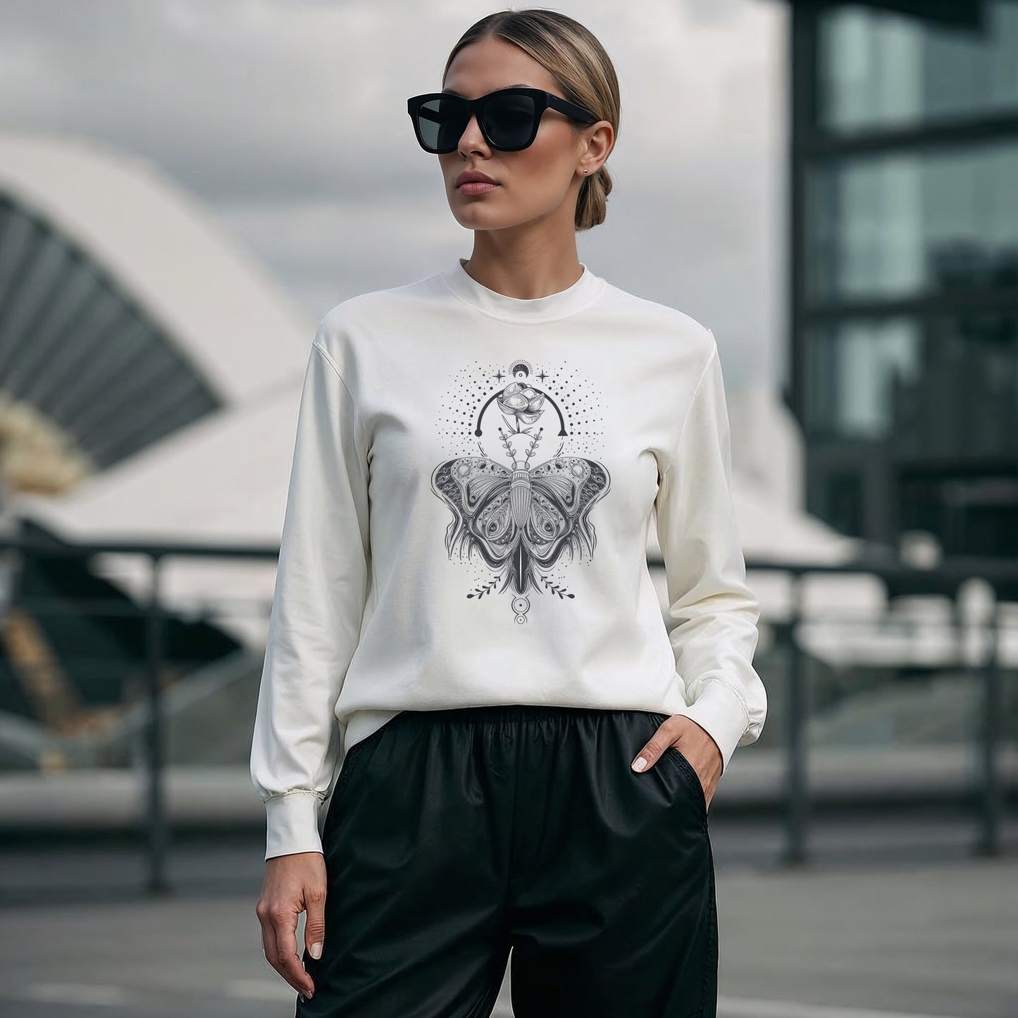 Ornamental Butterfly & Rose Art Sweatshirt