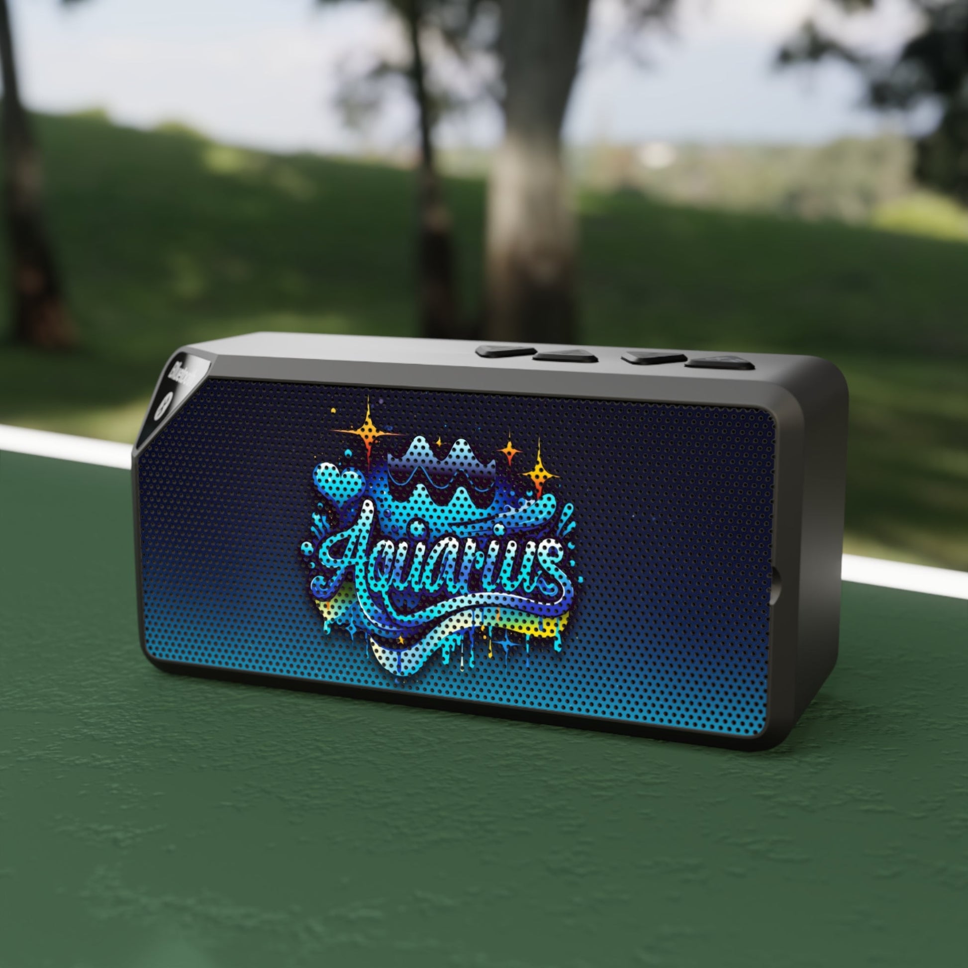 Bluetooth Speaker - Aquarius Star Sign Artwork - 4.25’’ x 2.25’’ / Black - Accessories