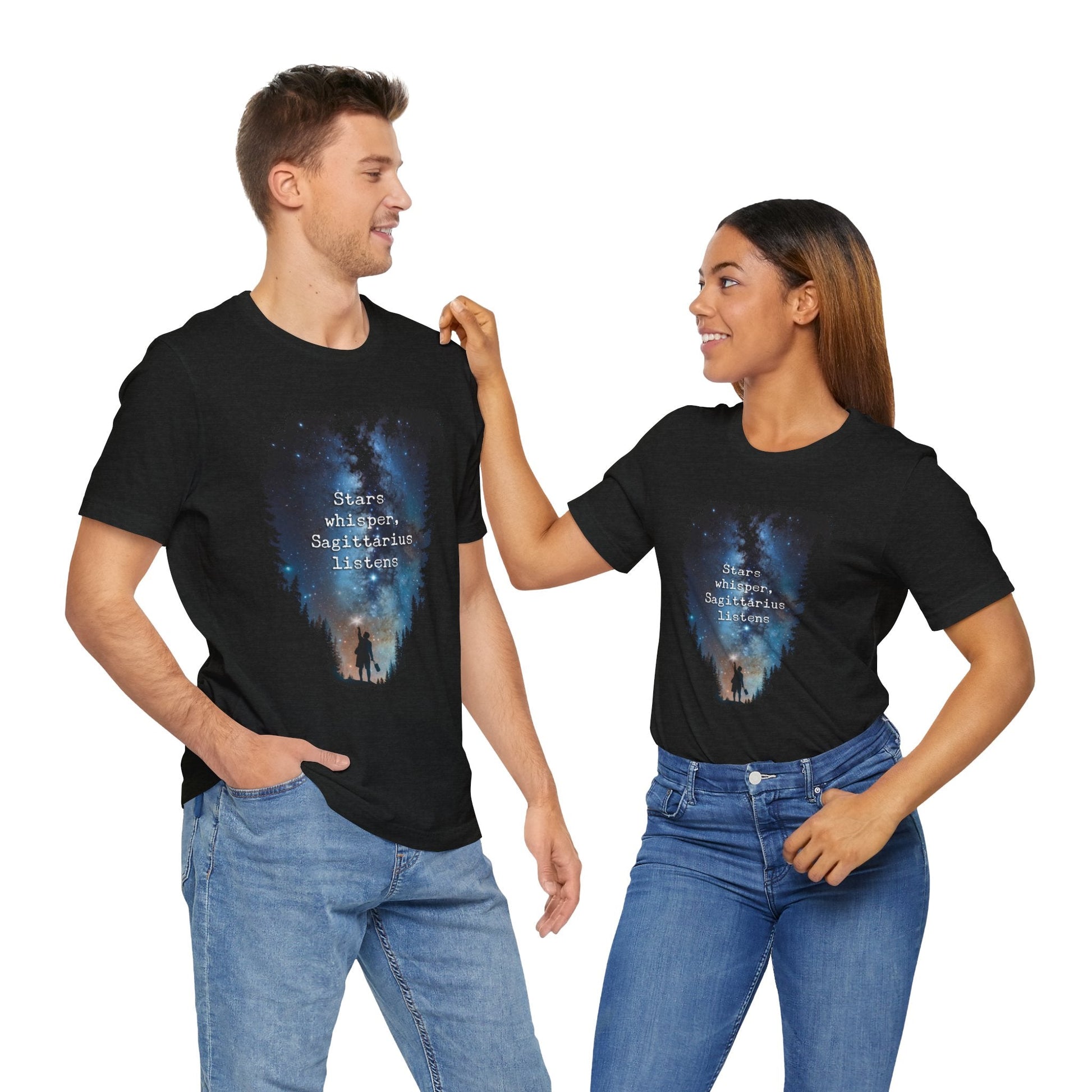 Capture the Cosmos: Celestial Forest Night T-Shirt - T-Shirt