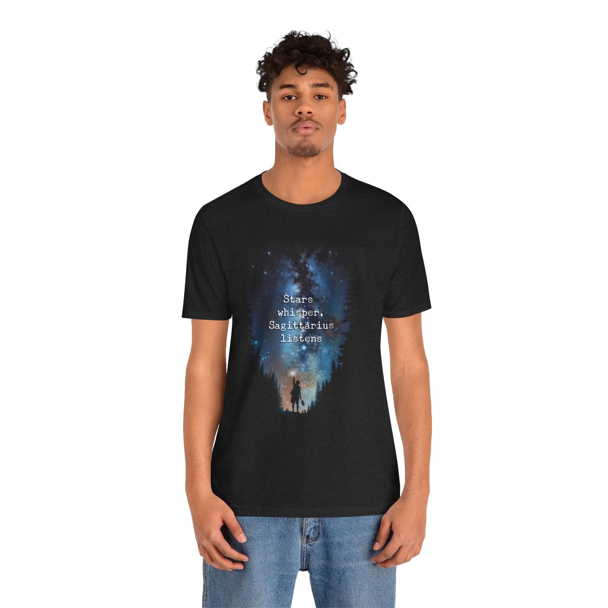 Capture the Cosmos: Celestial Forest Night T-Shirt - T-Shirt