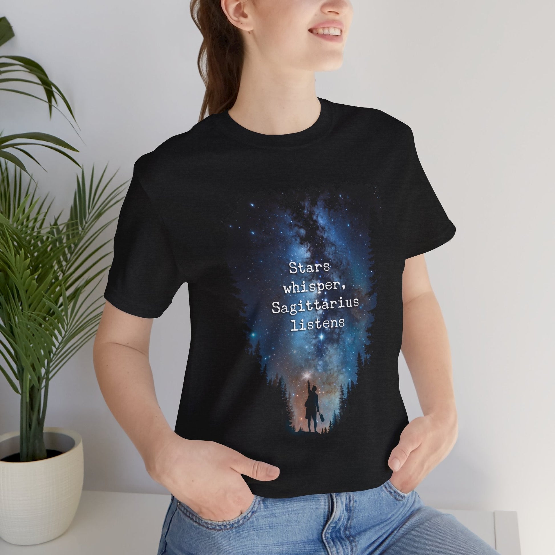 Capture the Cosmos: Celestial Forest Night T-Shirt - T-Shirt