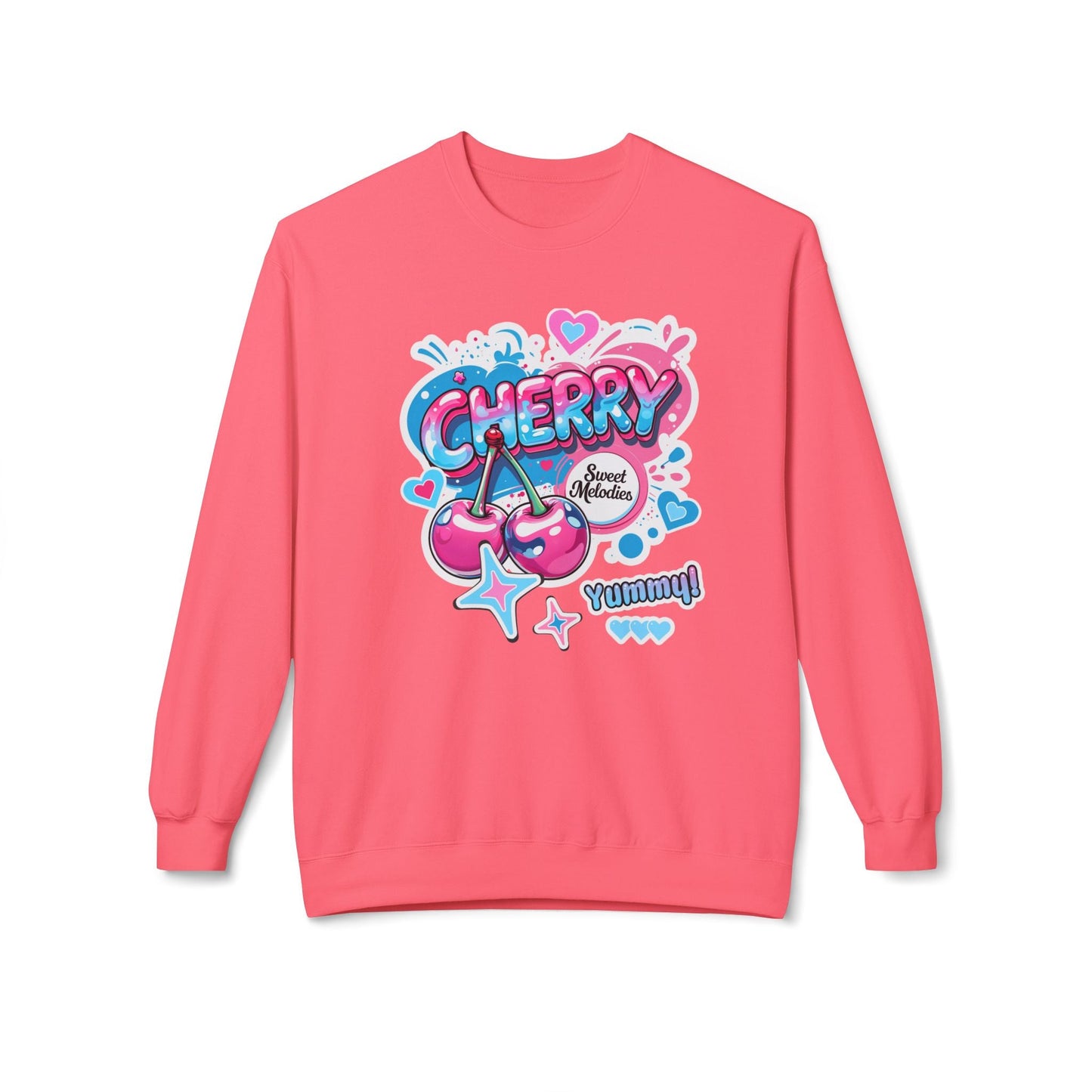 Cherry Graphic Sweatshirt- Unisex Softstyle Fleece Jumper - Pink Lemonade / S - Sweatshirt