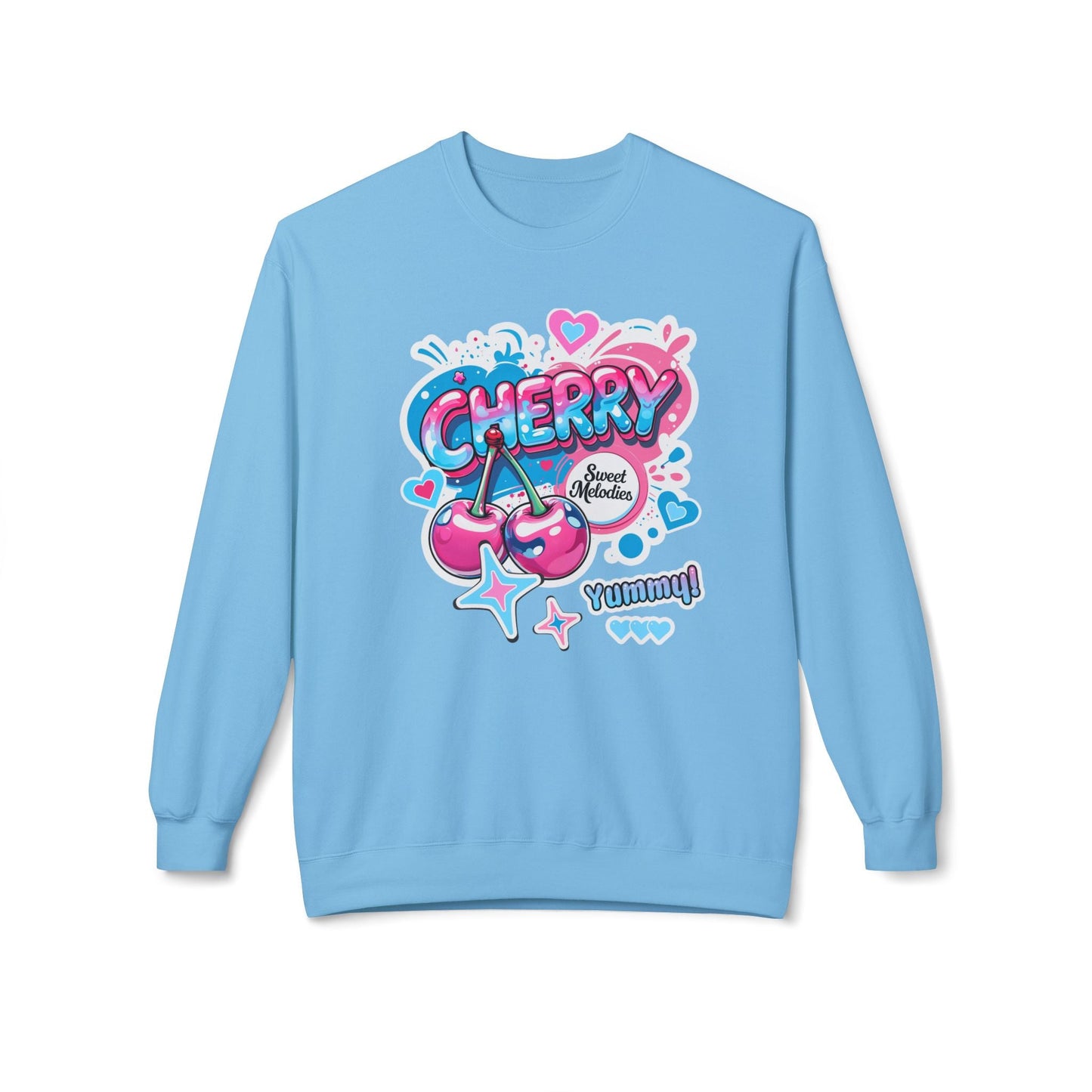 Cherry Graphic Sweatshirt- Unisex Softstyle Fleece Jumper - Sky / S - Sweatshirt