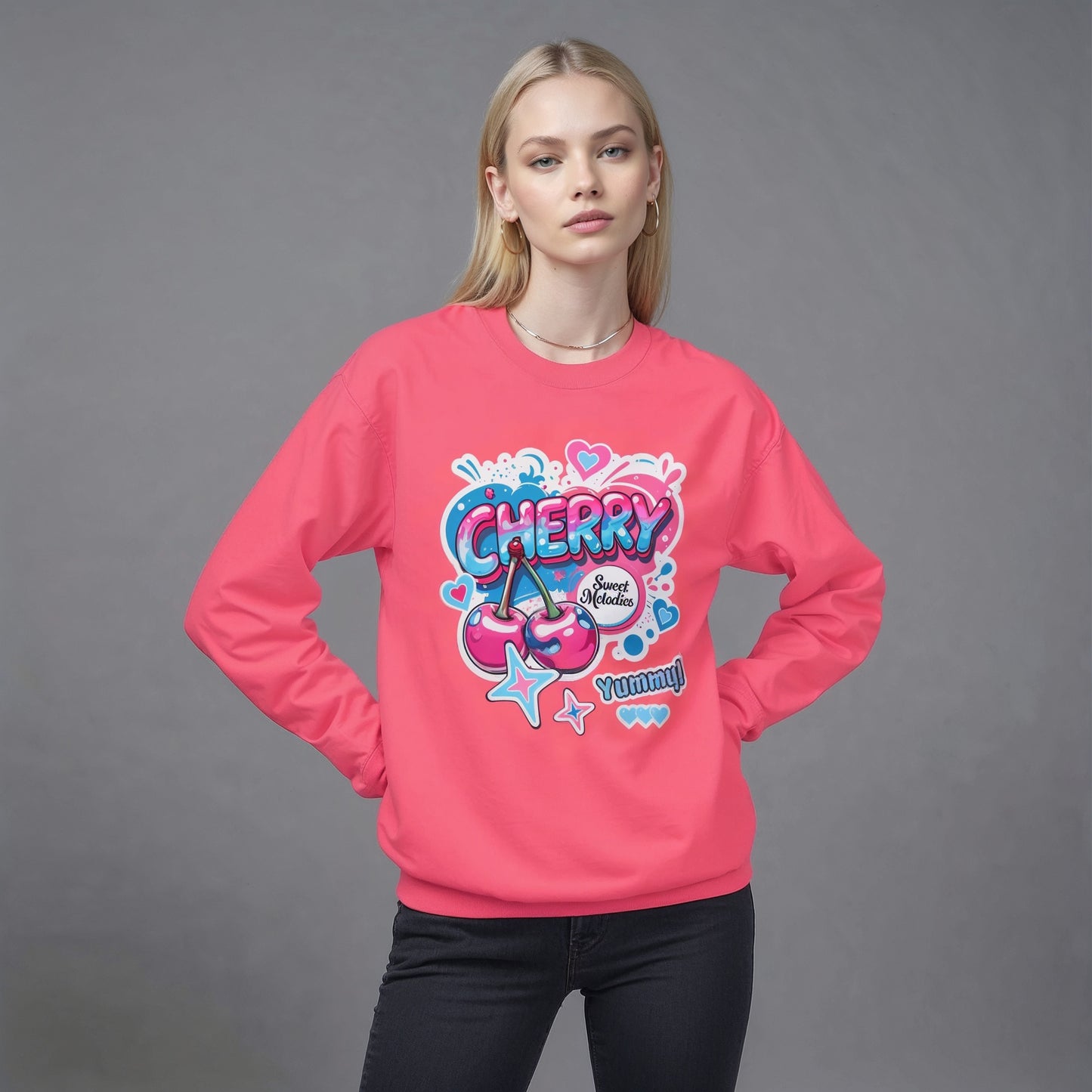 Cherry Graphic Sweatshirt- Unisex Softstyle Fleece Jumper