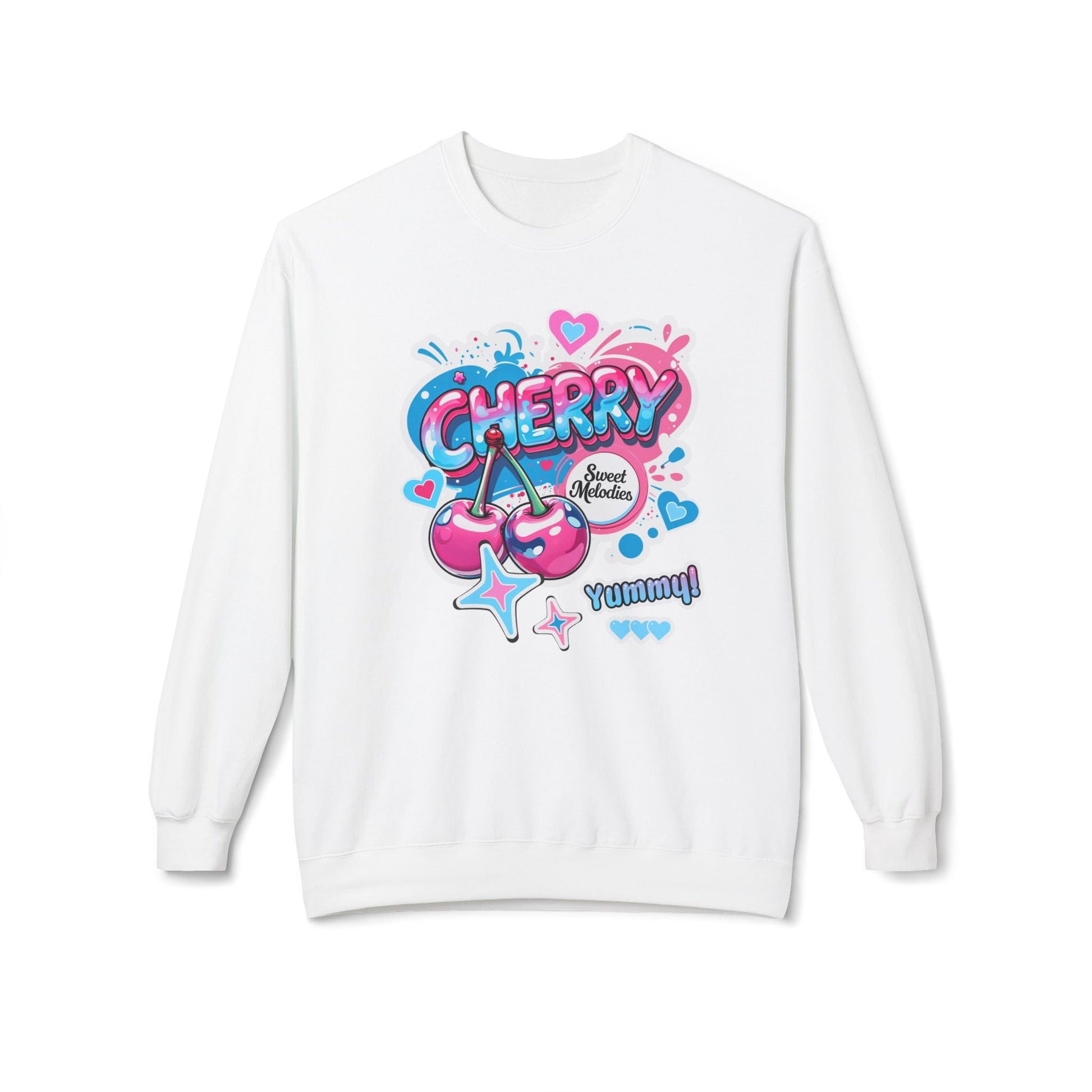 Cherry Graphic Sweatshirt- Unisex Softstyle Fleece Jumper - White / S - Sweatshirt