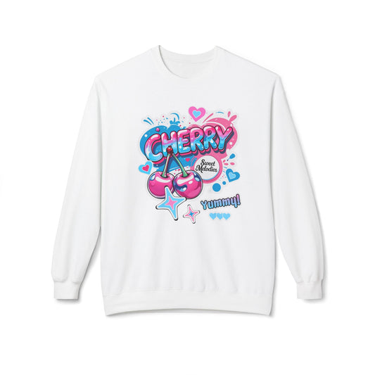 Cherry Graphic Sweatshirt- Unisex Softstyle Fleece Jumper - White / S - Sweatshirt