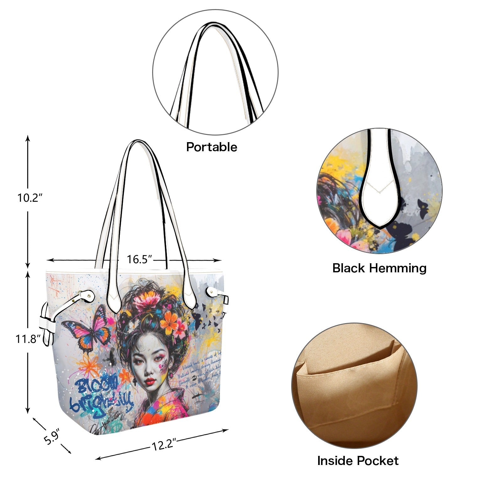 Clover Artistic PU Leather Tote Bag - One Size - Tote bags
