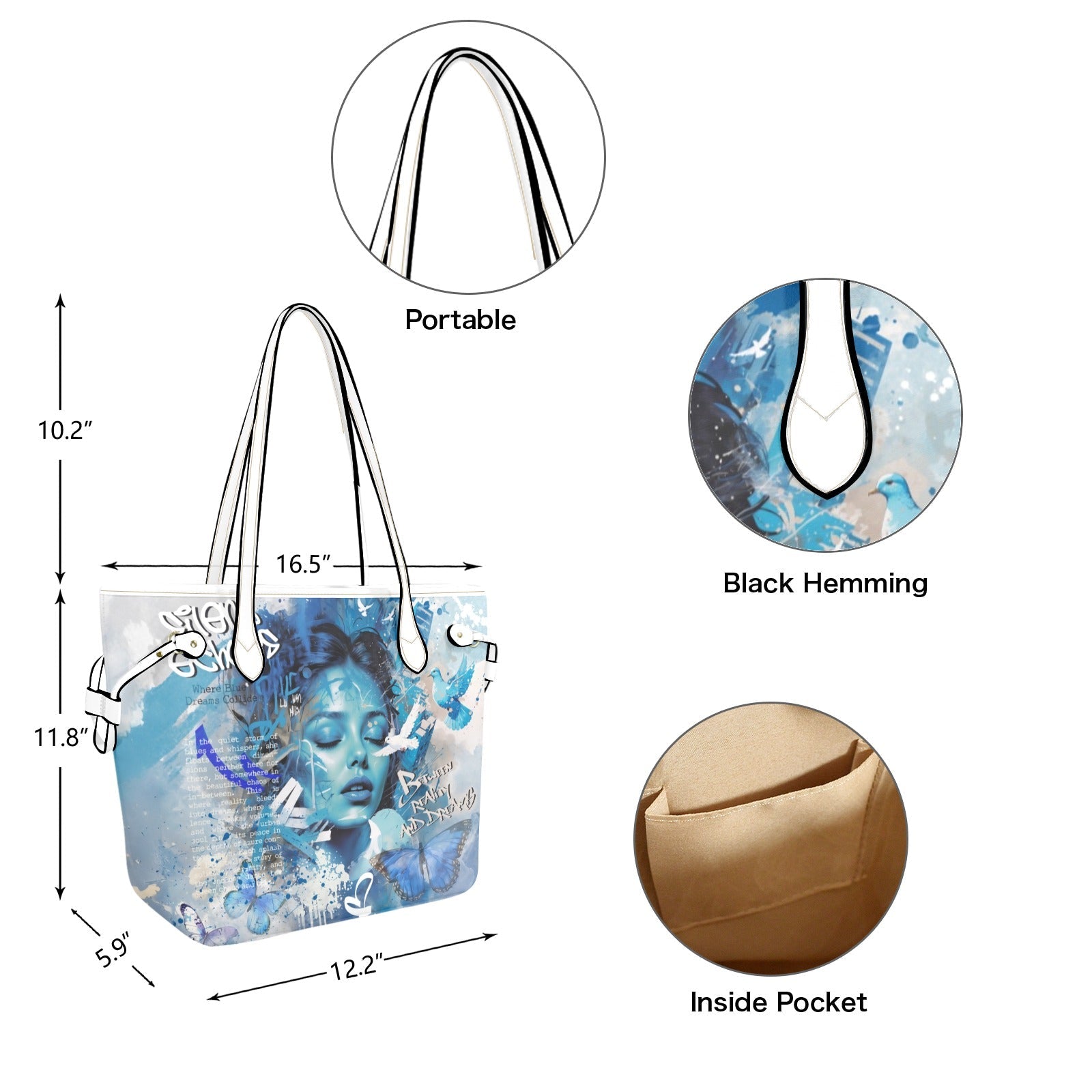 Clover PU Leather Tote Bag – Durable Stylish and Artistic Everyday Tote - One Size - Tote bags