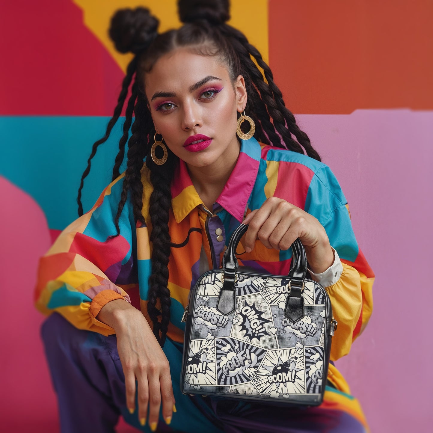 Shoulder Handbag - Comic book Pattern