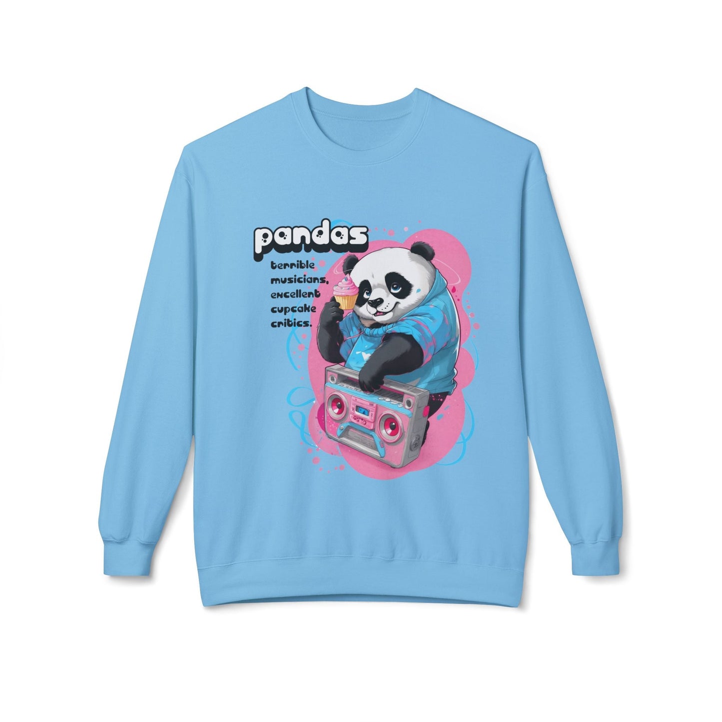 Cool Panda Boombox Sweatshirt - Funny Music Lover Crewneck - Sky / S - Sweatshirt