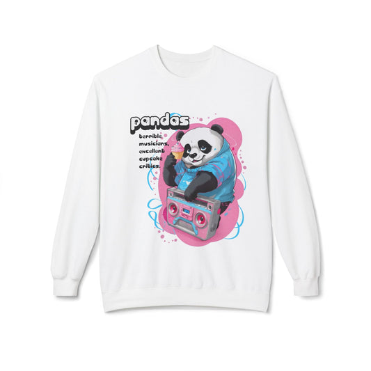 Cool Panda Boombox Sweatshirt - Funny Music Lover Crewneck - White / S - Sweatshirt