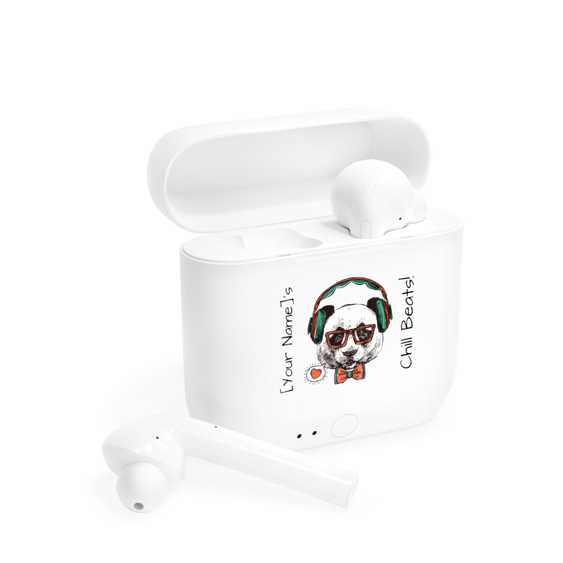 Customizable Wireless Earbuds - Chill Beast Panda Customizable Name - White / One size - Accessories