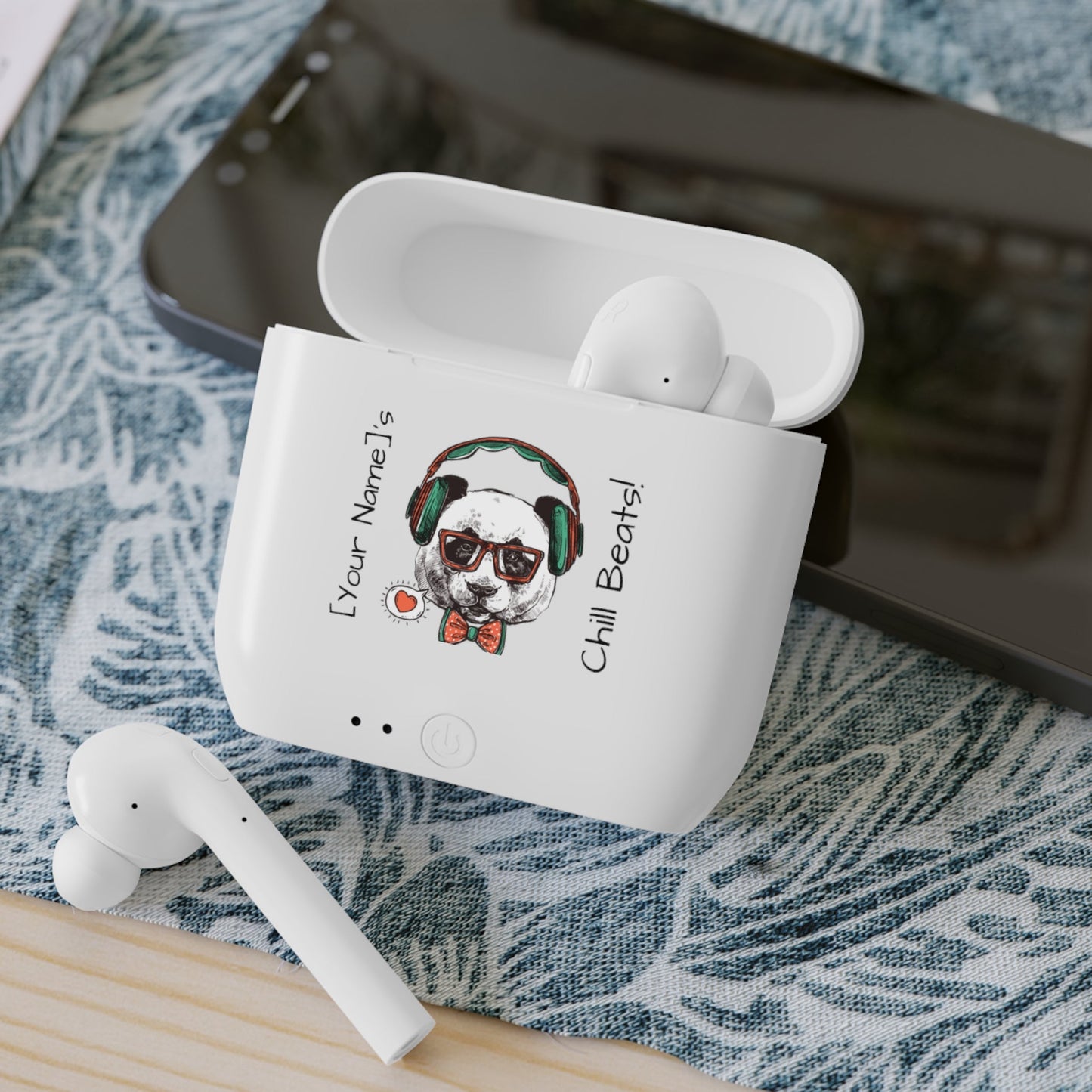 Customizable Wireless Earbuds - Chill Beast Panda Customizable Name - White / One size - Accessories