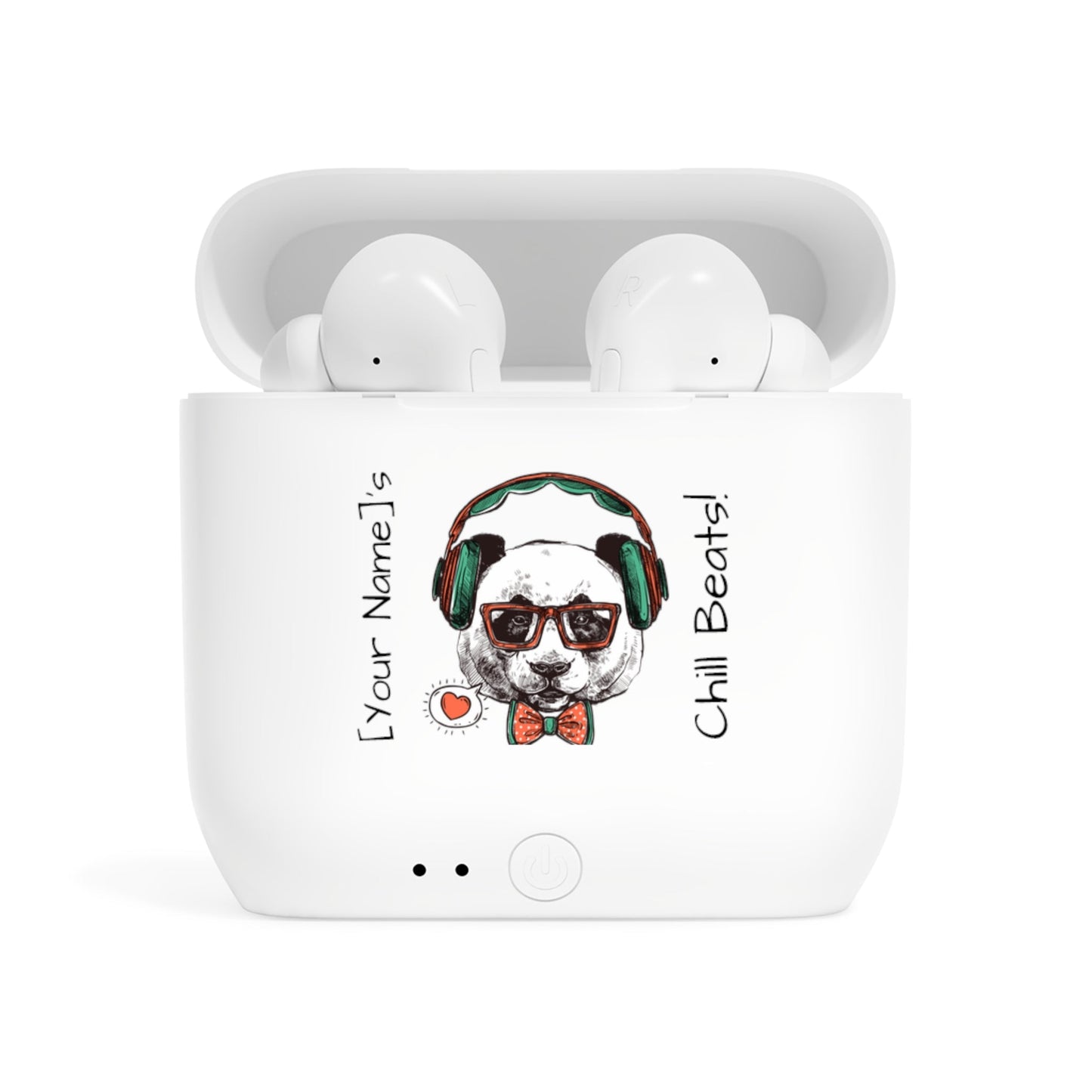 Customizable Wireless Earbuds - Chill Beast Panda Customizable Name - White / One size - Accessories