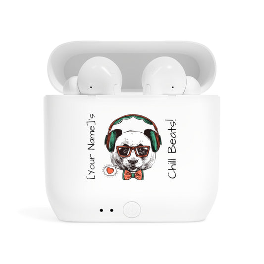 Customizable Wireless Earbuds - Chill Beast Panda Customizable Name - White / One size - Accessories