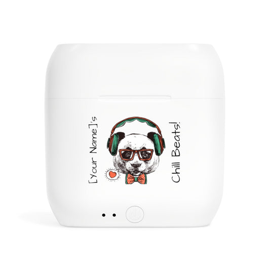 Customizable Wireless Earbuds - Chill Beast Panda Customizable Name - White / One size - Accessories