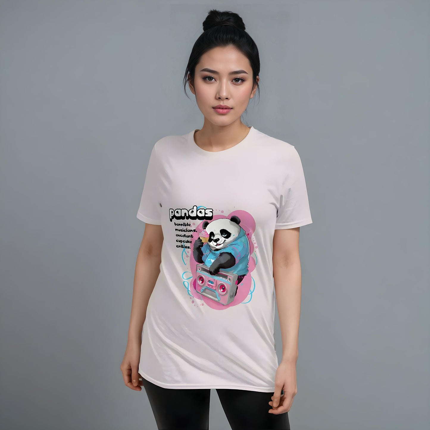 Cute Core Panda Boombox T-Shirt | Kawaii Retro 80s Graphic Tee - T-Shirt