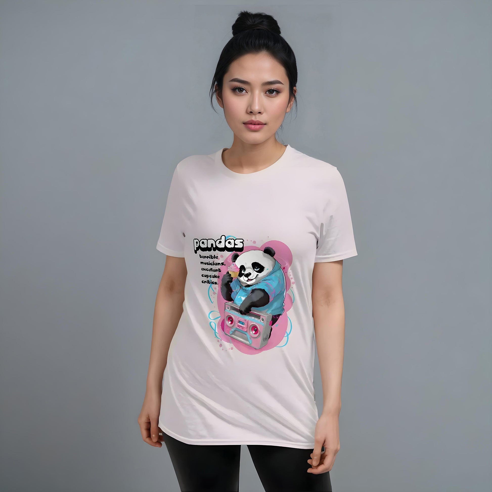 Cute Core Panda Boombox T-Shirt | Kawaii Retro 80s Graphic Tee - T-Shirt