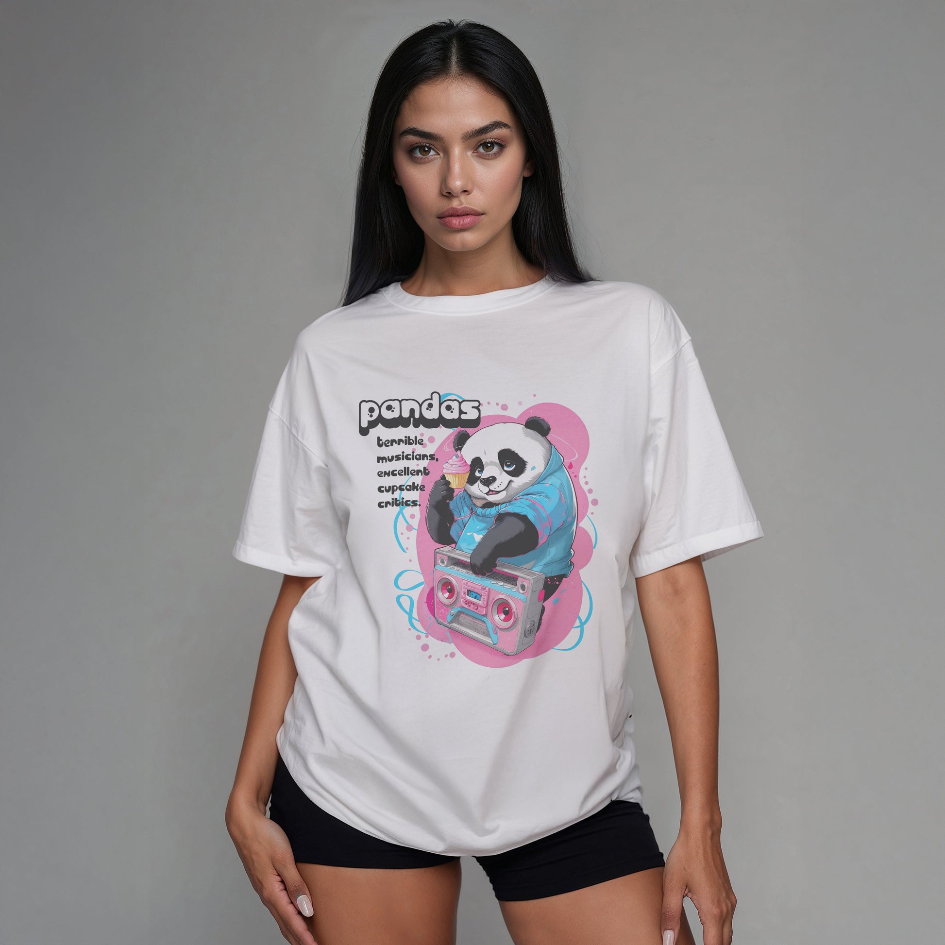 Cute Core Panda Boombox T-Shirt | Kawaii Retro 80s Graphic Tee - T-Shirt