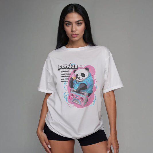 Cute Core Panda Boombox T-Shirt | Kawaii Retro 80s Graphic Tee - T-Shirt