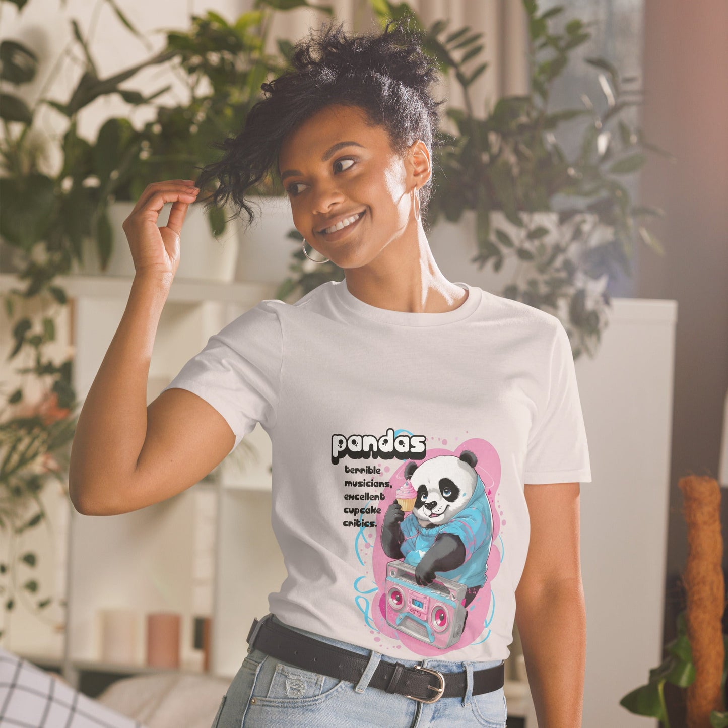 Cute Core Panda Boombox T-Shirt | Kawaii Retro 80s Graphic Tee - T-Shirt