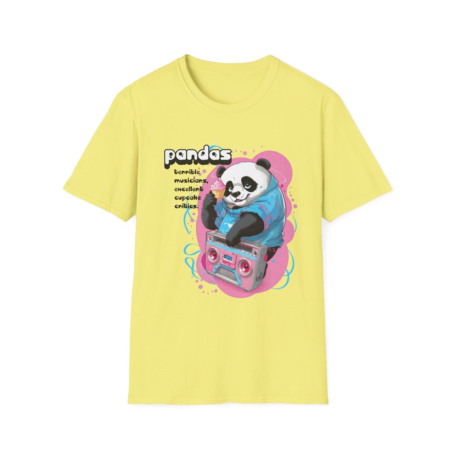 Cute Core Panda Boombox T-Shirt | Kawaii Retro 80s Graphic Tee - S / Cornsilk - T-Shirt