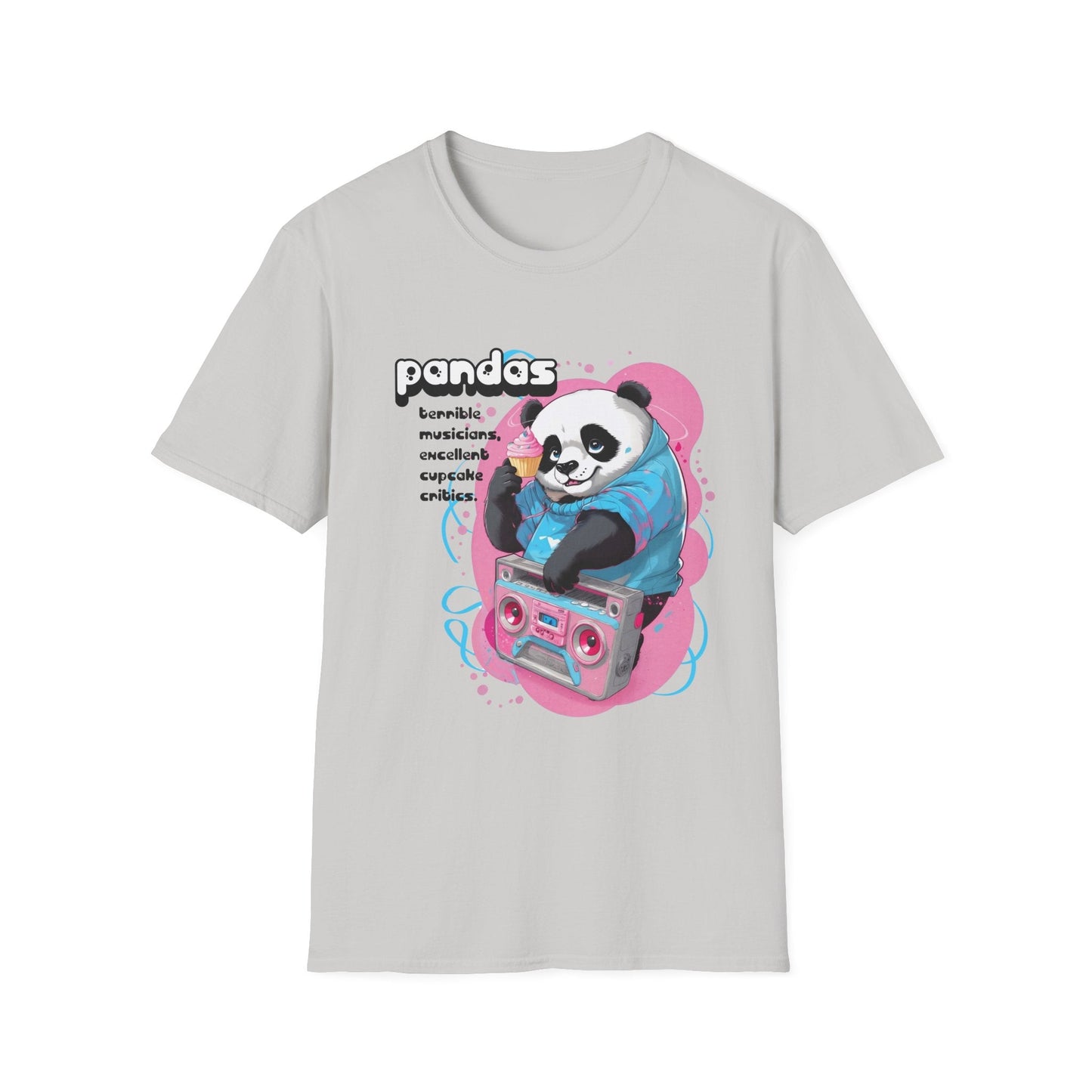 Cute Core Panda Boombox T-Shirt | Kawaii Retro 80s Graphic Tee - S / Ice Grey - T-Shirt