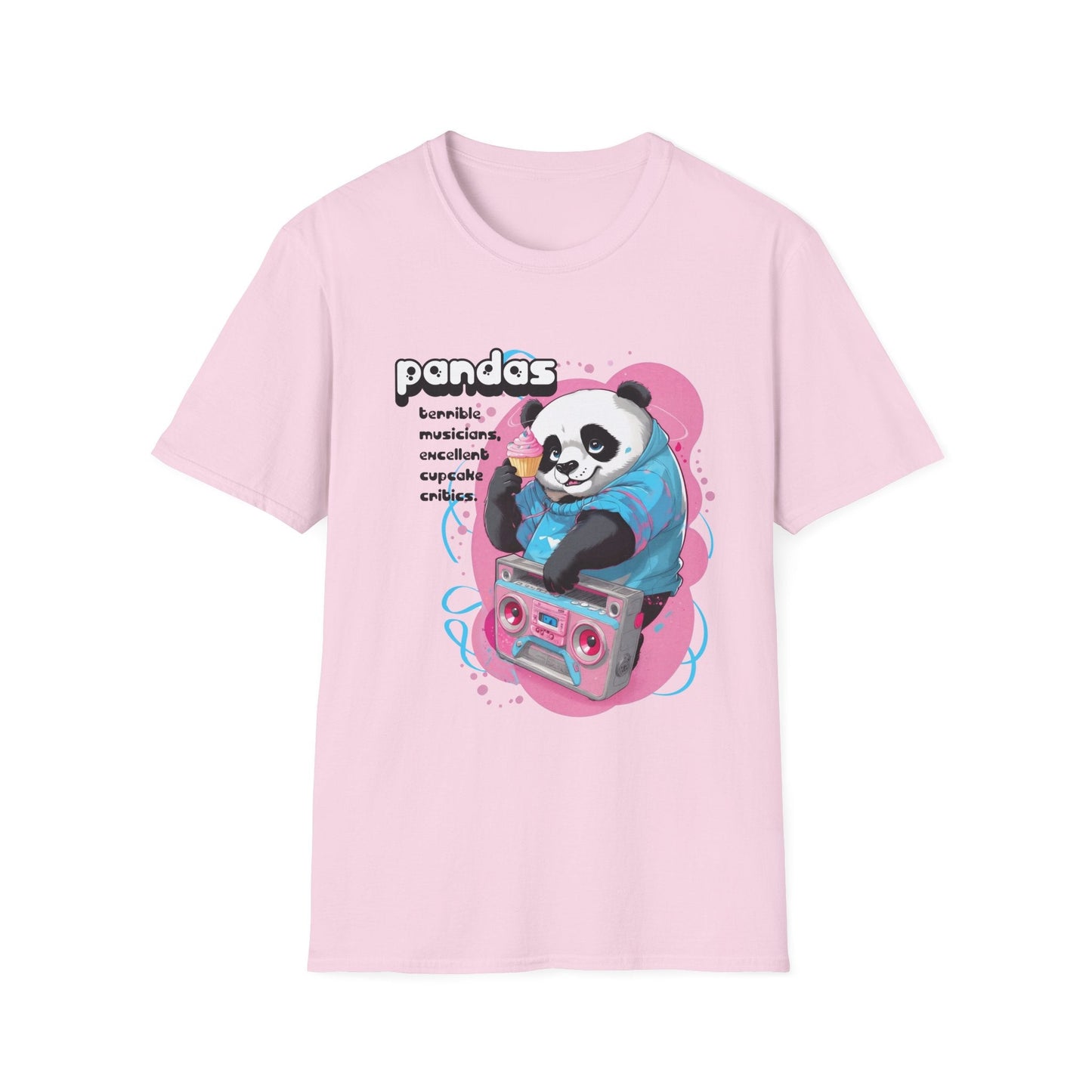 Cute Core Panda Boombox T-Shirt | Kawaii Retro 80s Graphic Tee - S / Light Pink - T-Shirt