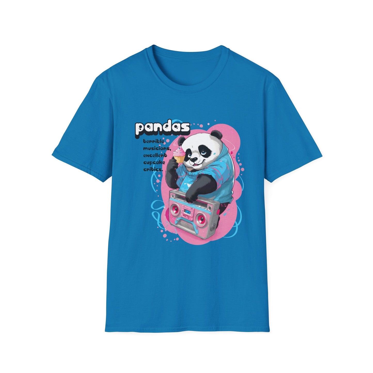 Cute Core Panda Boombox T-Shirt | Kawaii Retro 80s Graphic Tee - S / Sapphire - T-Shirt