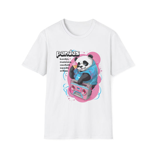 Cute Core Panda Boombox T-Shirt | Kawaii Retro 80s Graphic Tee - XS / White - T-Shirt