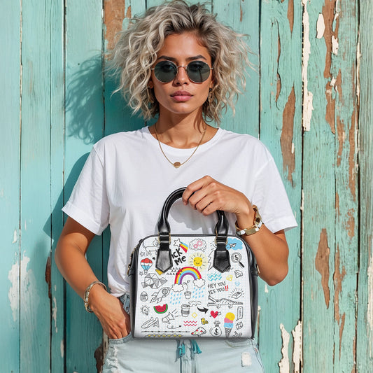 Shoulder Handbag - Doodles
