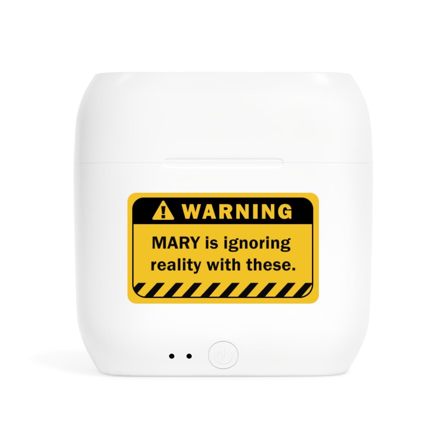 Earbuds | Funny Warning Sign Customizable Name - White / One size - Accessories