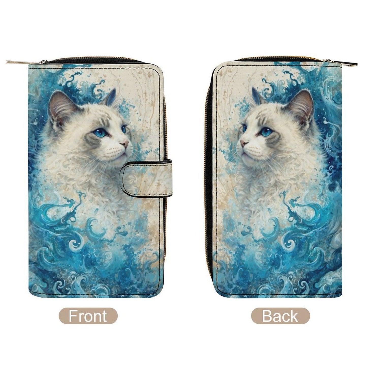 Eelegant Cat-Themed PU Leather Wallet - white / 19.7x11x3.5cm - Wallets