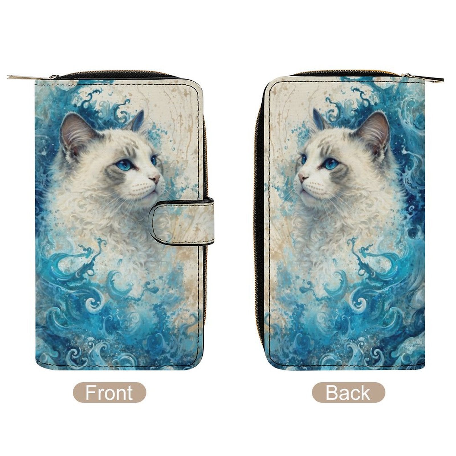 Eelegant Cat-Themed PU Leather Wallet - white / 19.7x11x3.5cm - Wallets