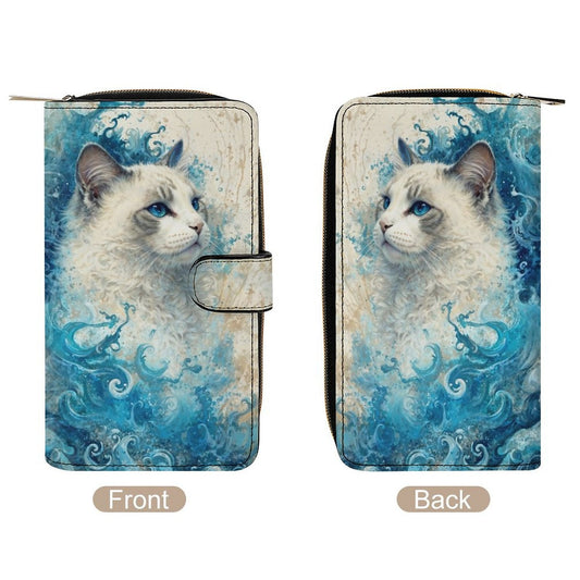 Eelegant Cat-Themed PU Leather Wallet - white / 19.7x11x3.5cm - Wallets