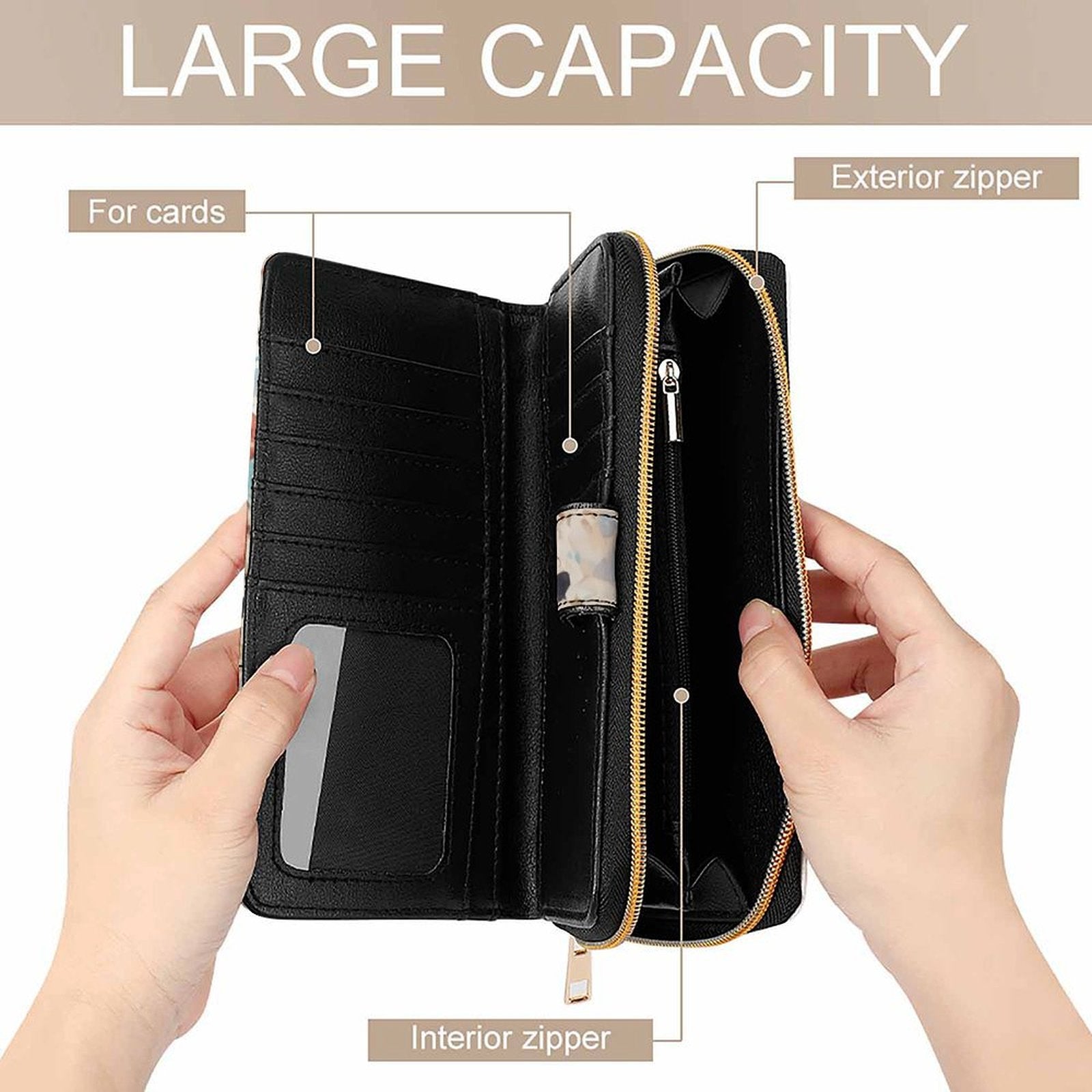 Elegant Dragon & Girl PU Leather Wallet in Anime Style art - white / 19.7x11x3.5cm - Wallets