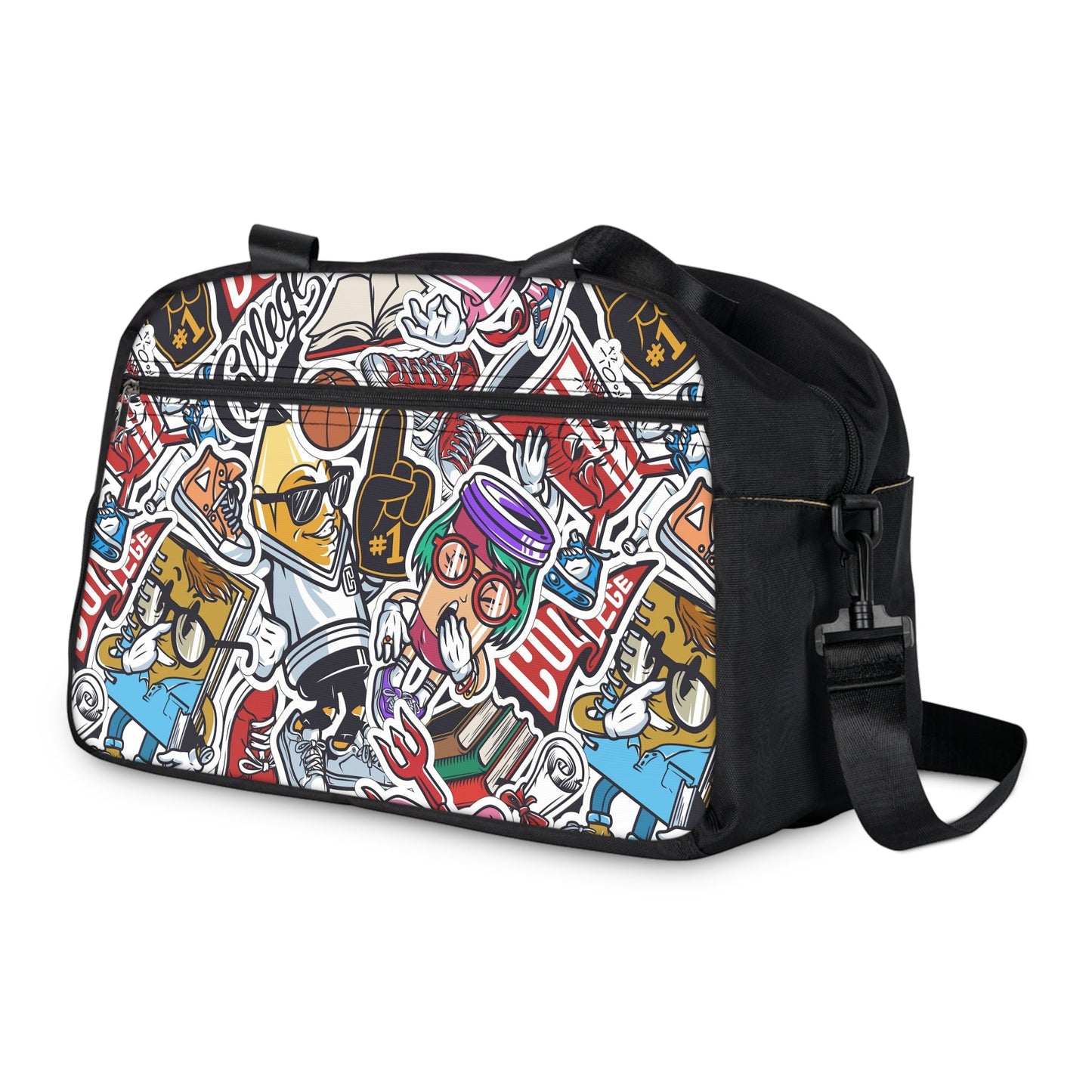 Fitness Handbag - Doodle Comicscape - 12.4’’ x 13.3’’ / Black - Bags