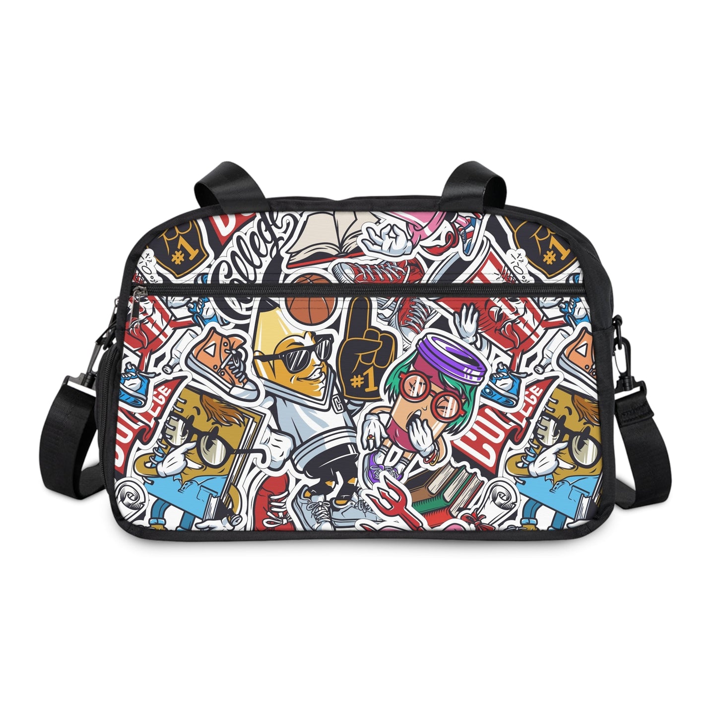 Fitness Handbag - Doodle Comicscape - 12.4’’ x 13.3’’ / Black - Bags
