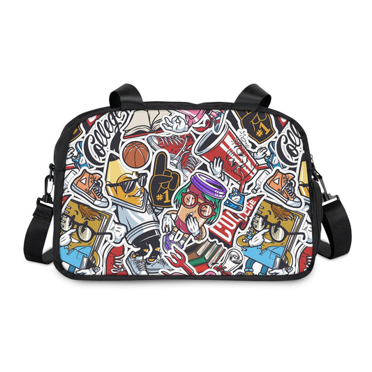 Fitness Handbag - Doodle Comicscape - 12.4’’ x 13.3’’ / Black - Bags
