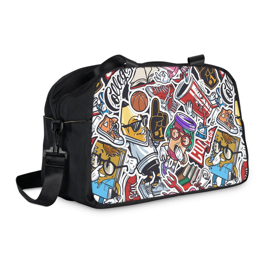 Fitness Handbag - Doodle Comicscape - 12.4’’ x 13.3’’ / Black - Bags