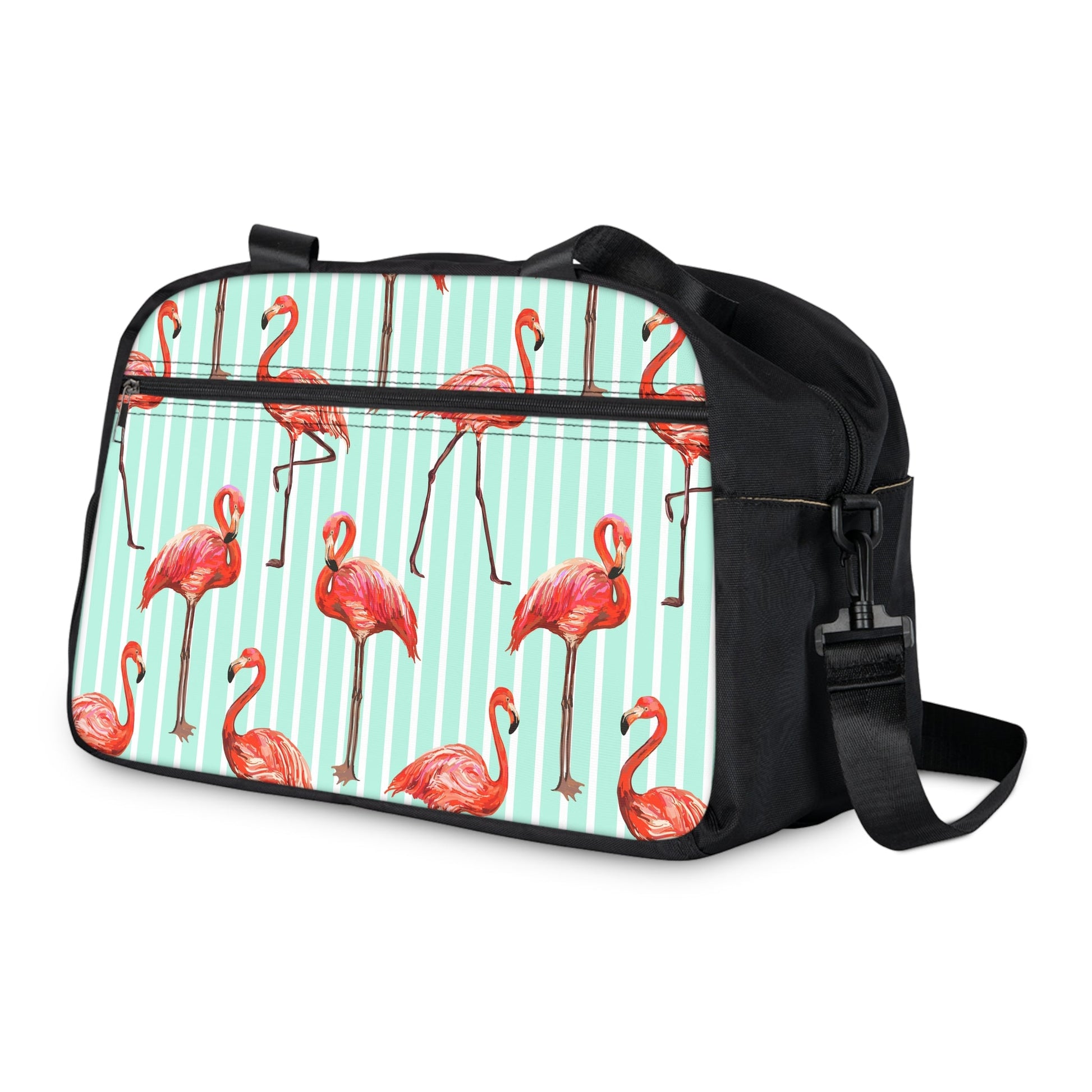 Fitness Handbag - Flamingo Print - 12.4’’ x 13.3’’ / Black - Bags