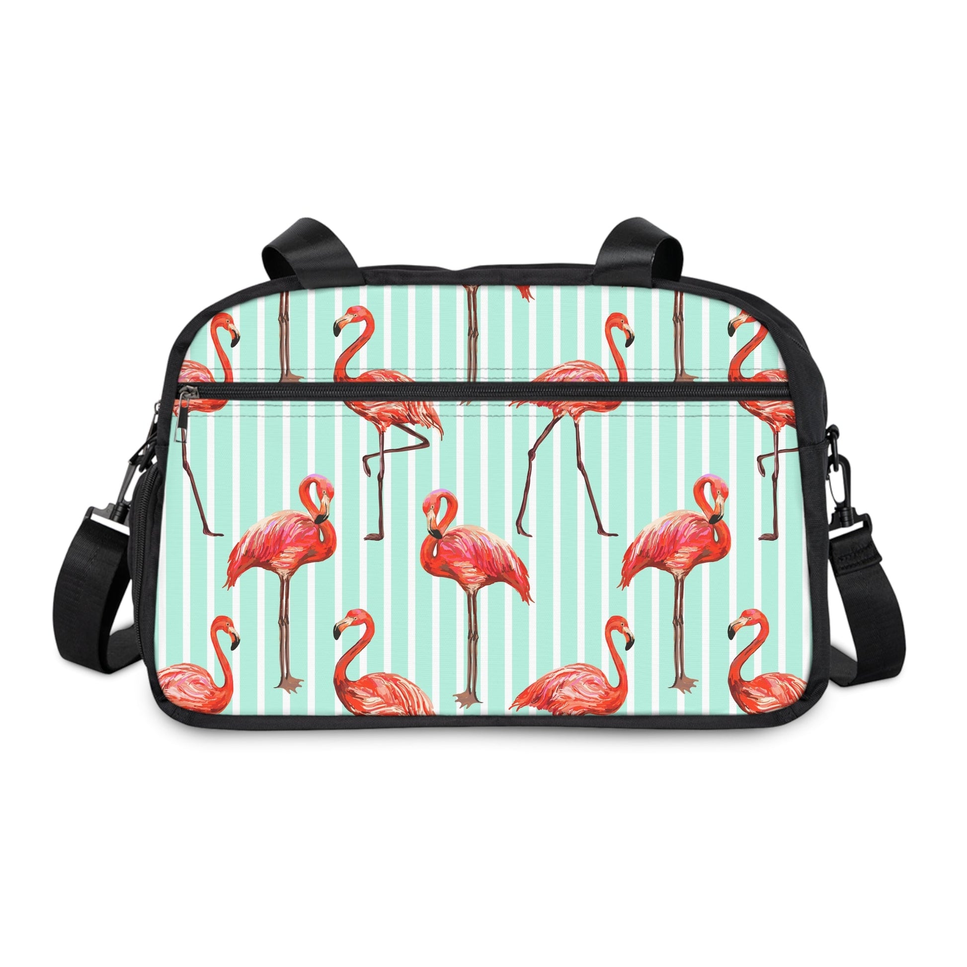 Fitness Handbag - Flamingo Print - 12.4’’ x 13.3’’ / Black - Bags