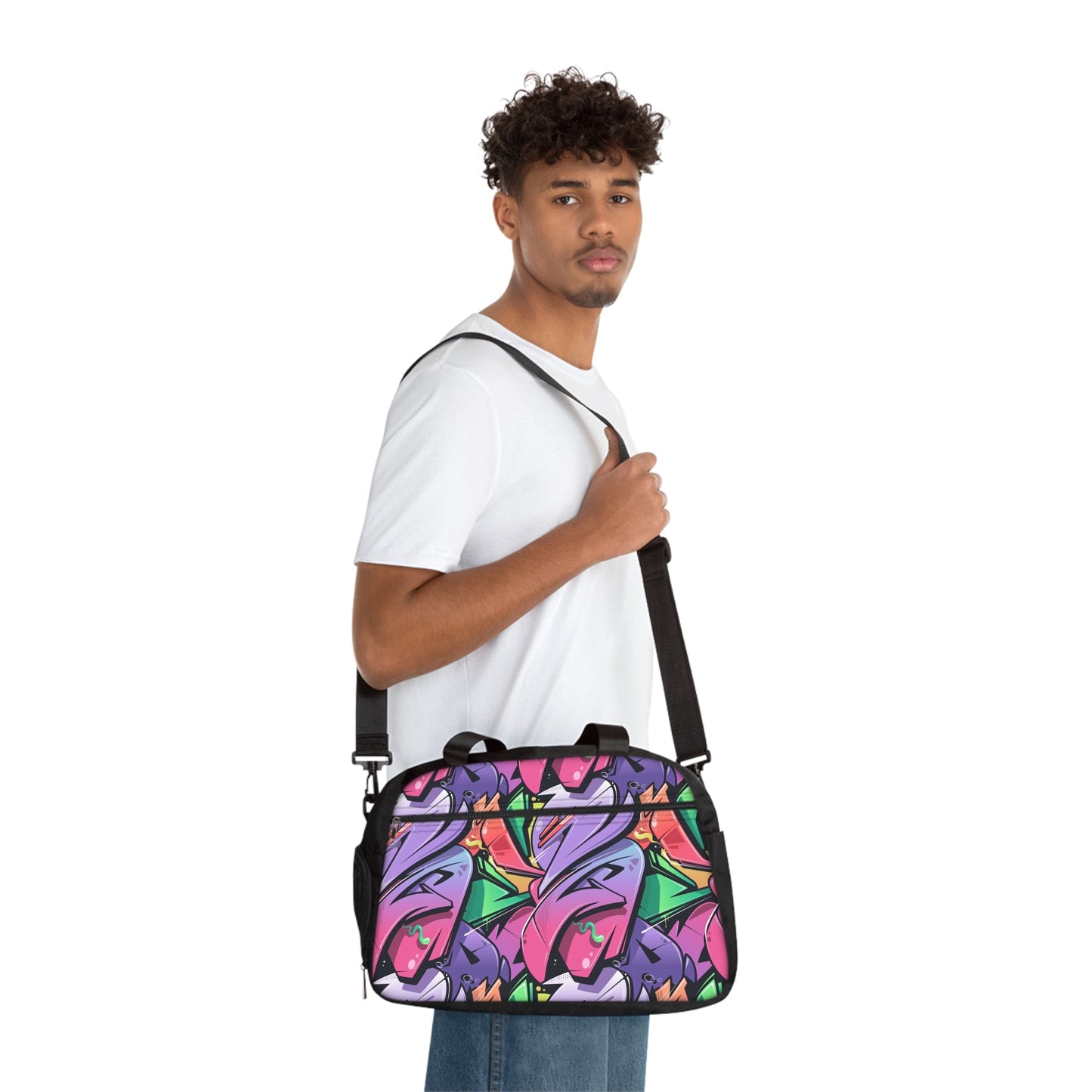 Fitness Handbag - Graffiti Groove - 12.4’’ x 13.3’’ / Black - Bags