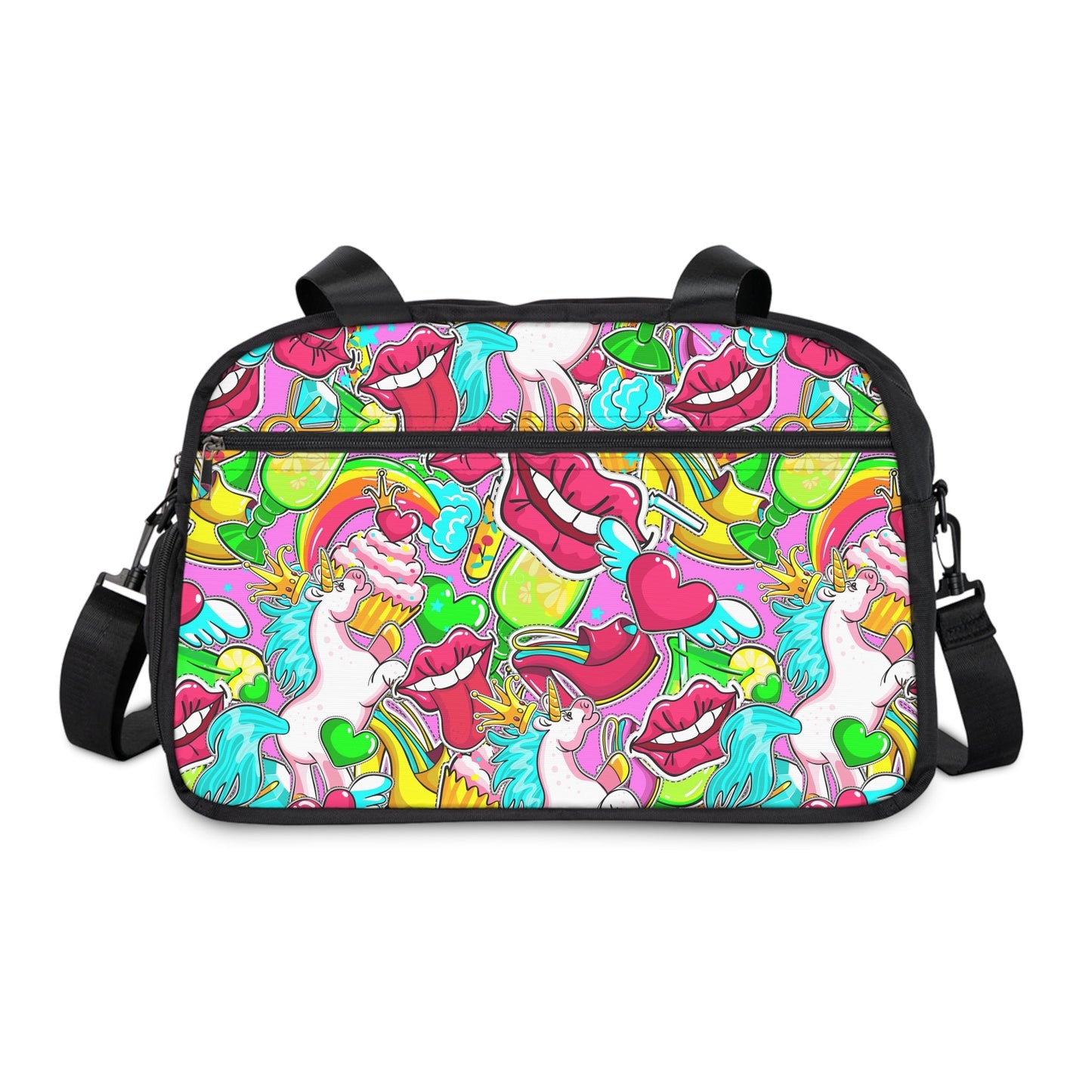 Fitness Handbag - Vibrant Pop Art - 12.4’’ x 13.3’’ / Black - Bags